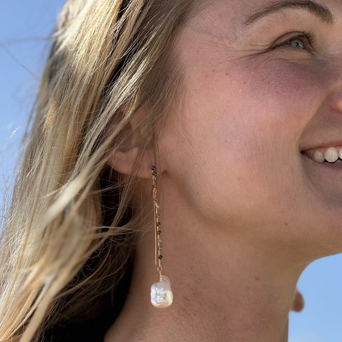 All That Glitters: Baroque Keshi Pearl w/ Watermelon Tourmaline