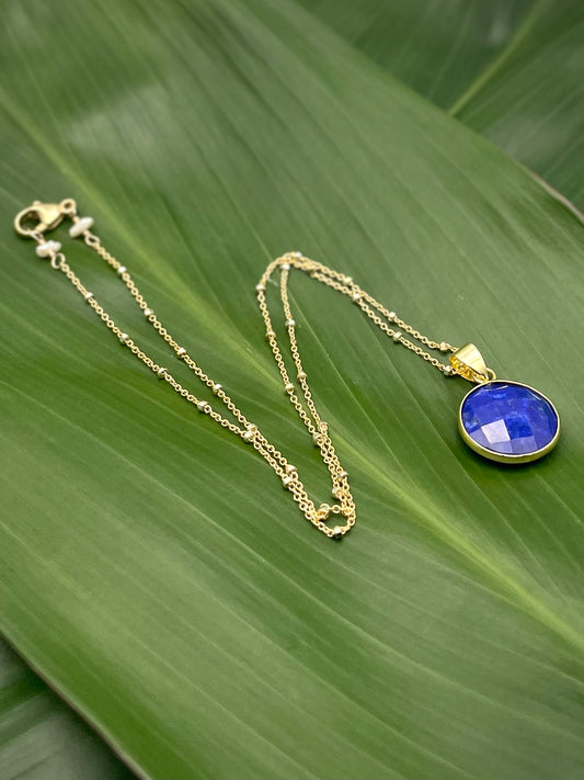 GF Satellite Chain Necklace w/ Lapis Lazuli Pendant