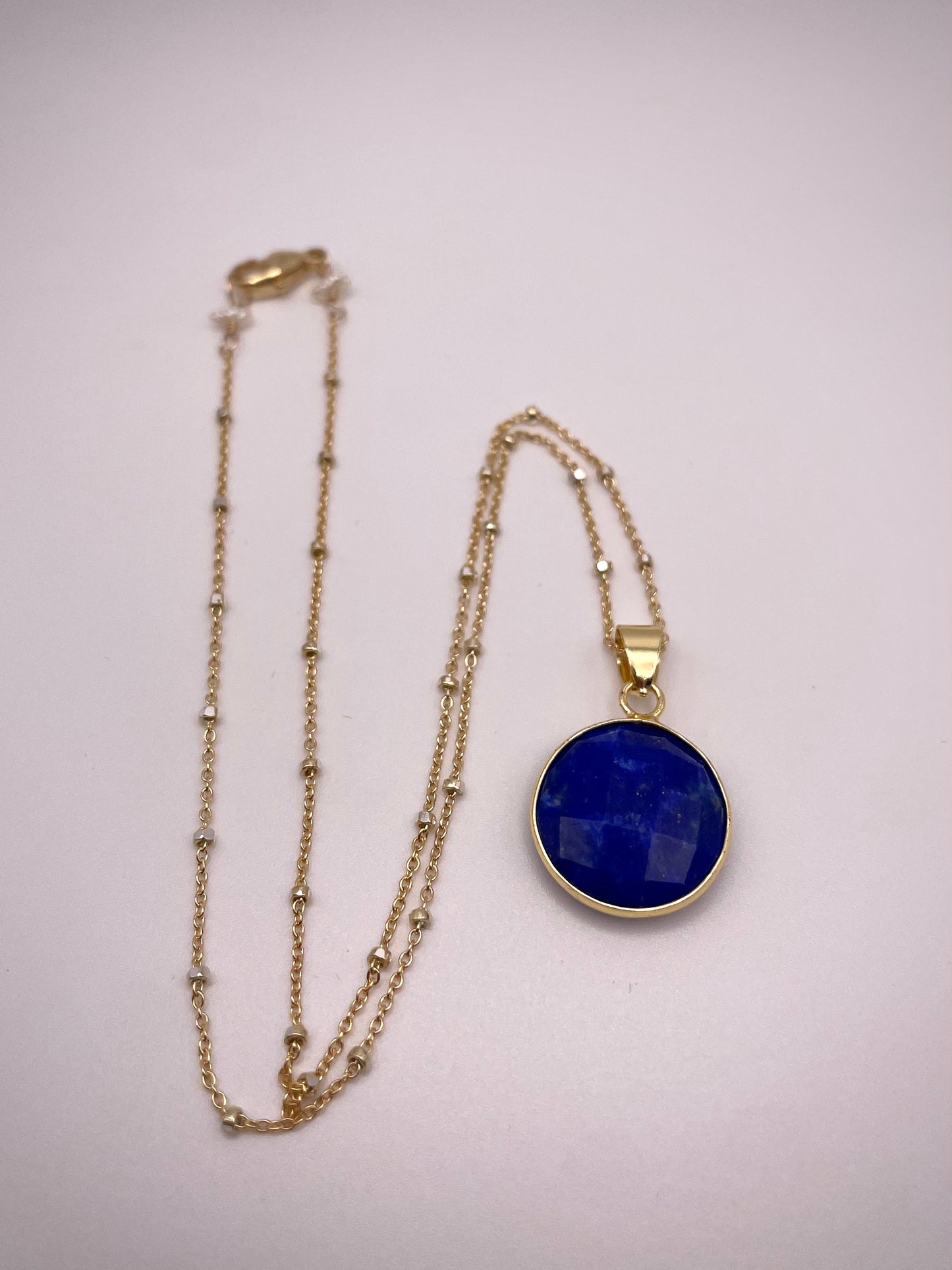 GF Satellite Chain Necklace w/ Lapis Lazuli Pendant