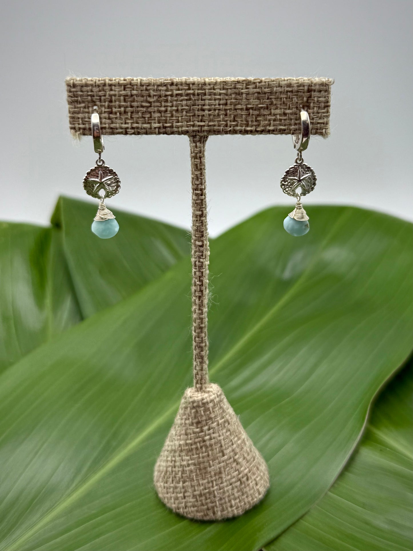 SS Sand Dollar Huggies w/ Larimar