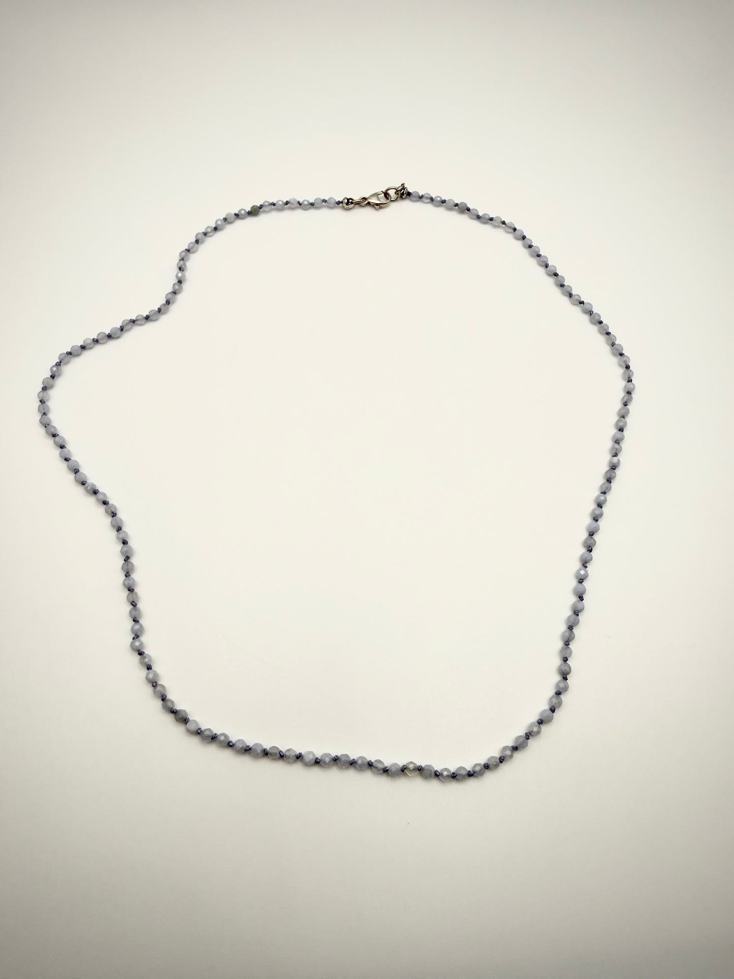 17" SS Gemstone Hand-Knotted Silk Cord Necklace