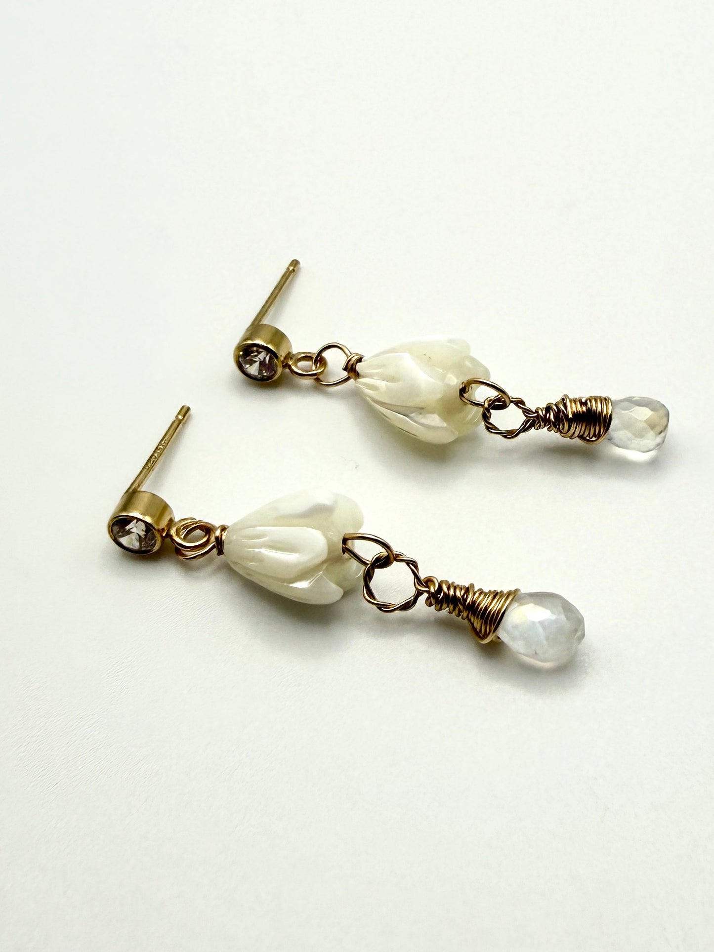 GF Cubic Zirconia Mother of Pearl Pikake Post Earrings