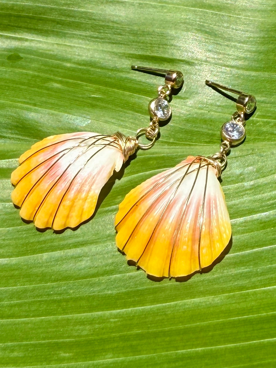 GF Cubic Zirconia Sunrise Shell Earrings