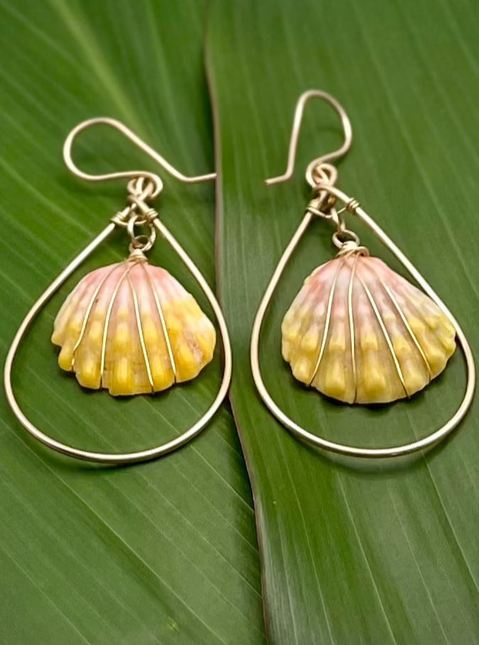 Sunrise Shell Teardrop Hoops