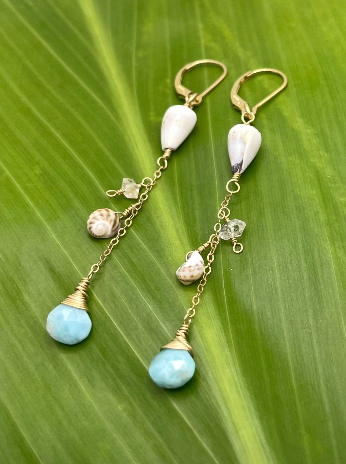 Simply Mia: Cone Shell Dangle w/ Larimar