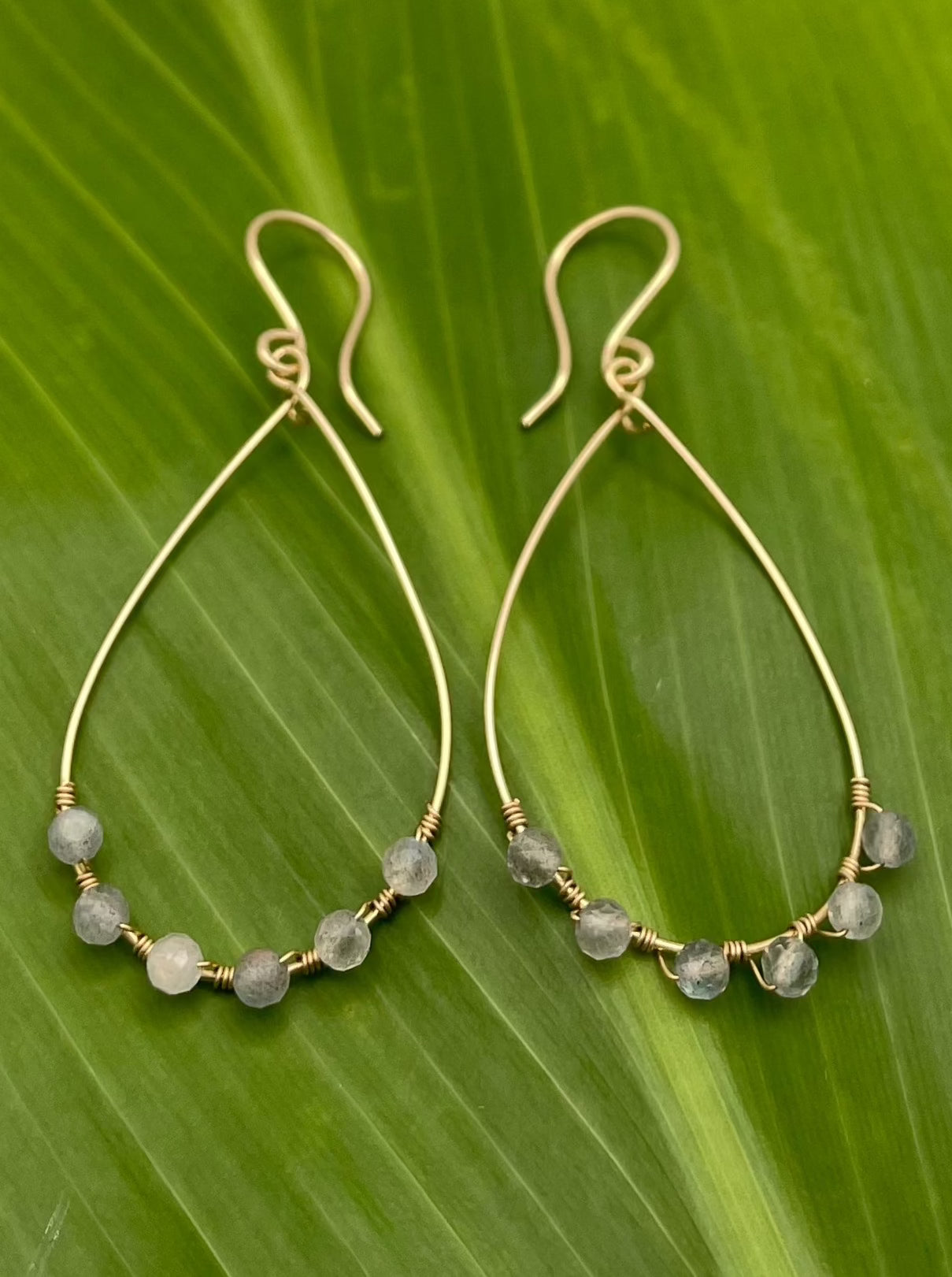 Labradorite Teardrop Hoops
