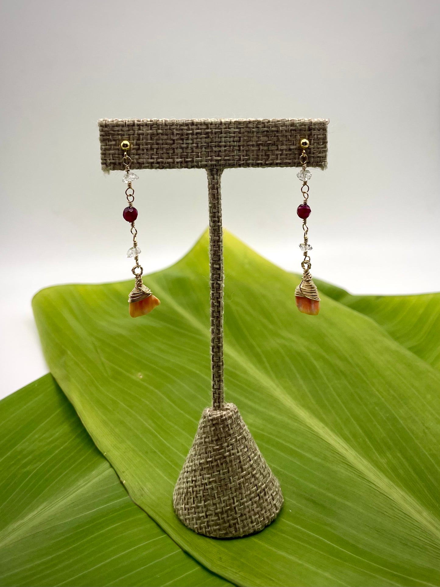 All That Glitters: Sunrise Shell Chip w/ Herkimer Diamond+Garnet