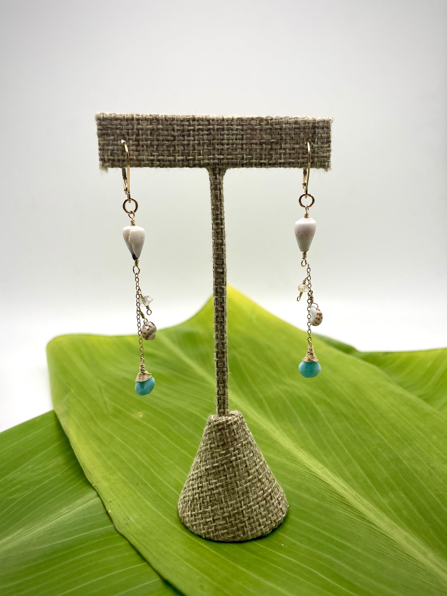 Simply Mia: Cone Shell Dangle w/ Larimar