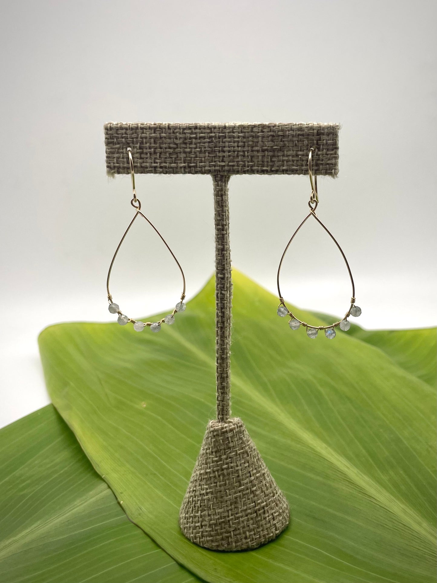Labradorite Teardrop Hoops
