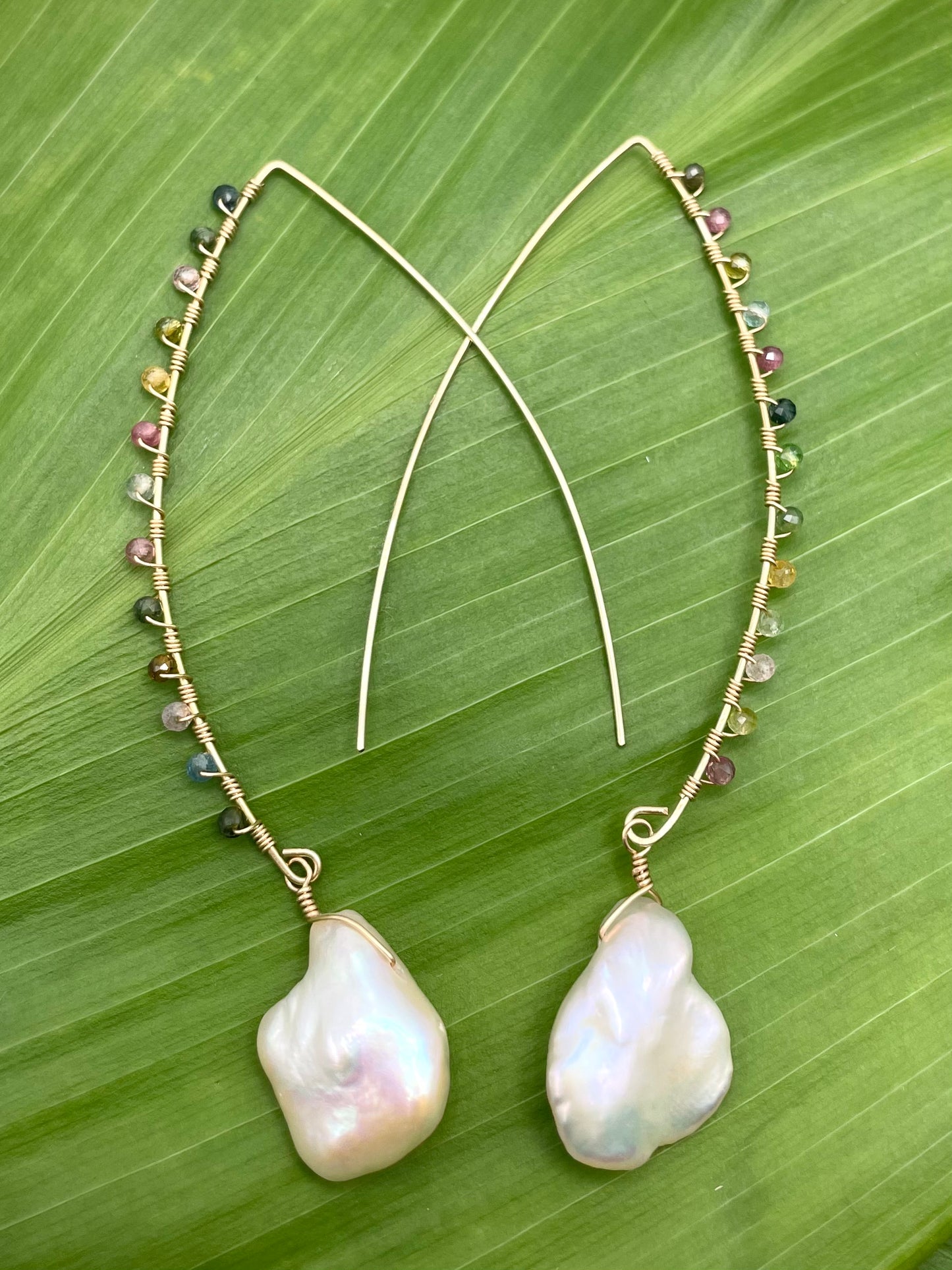 All That Glitters: Baroque Keshi Pearl w/ Watermelon Tourmaline