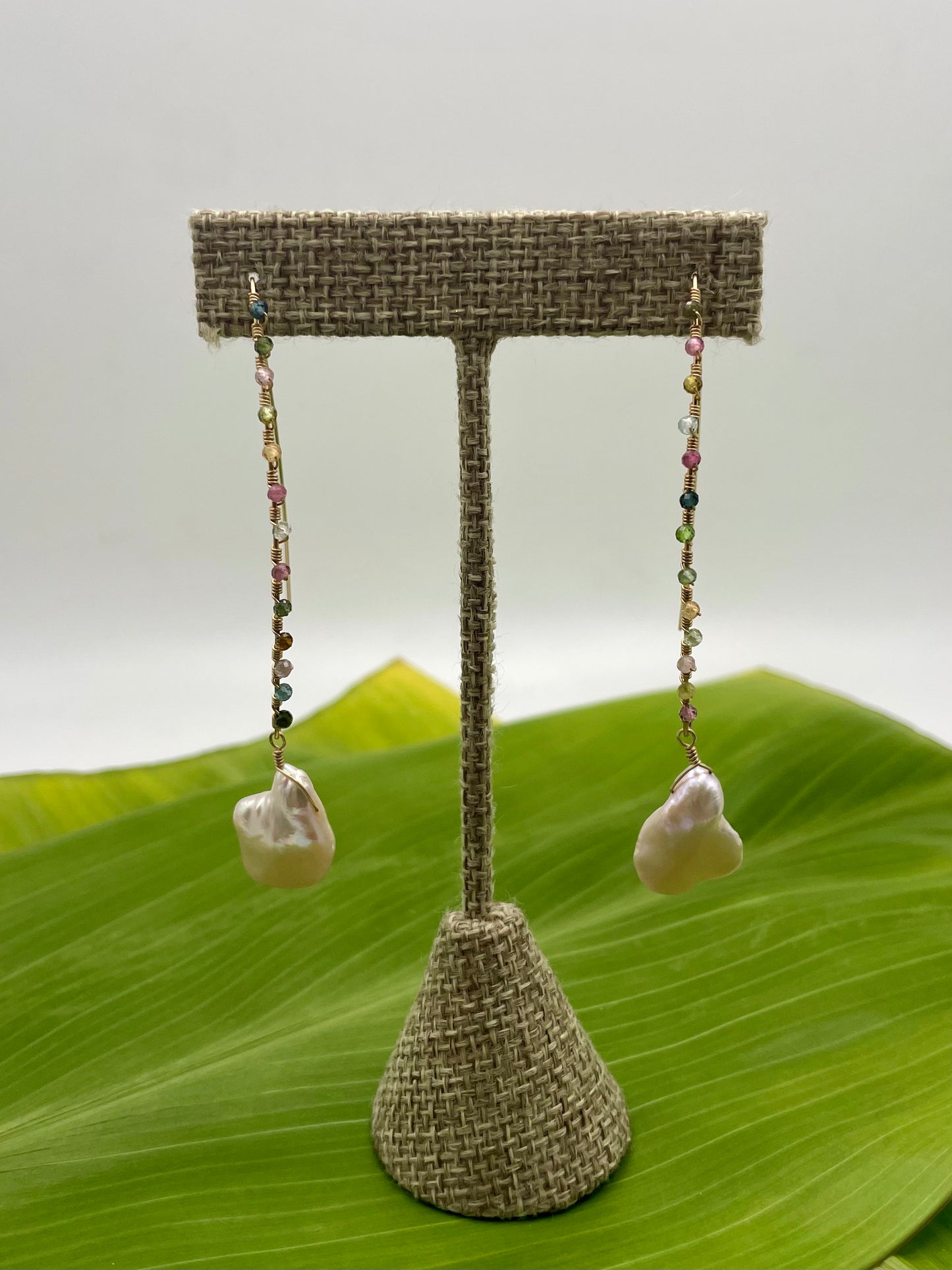 All That Glitters: Baroque Keshi Pearl w/ Watermelon Tourmaline