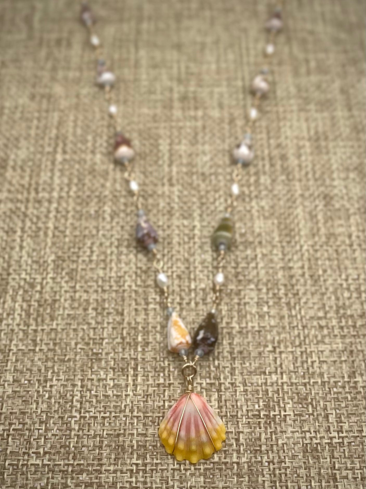 Mini Cone Shell Necklace w/ Sunrise Accent