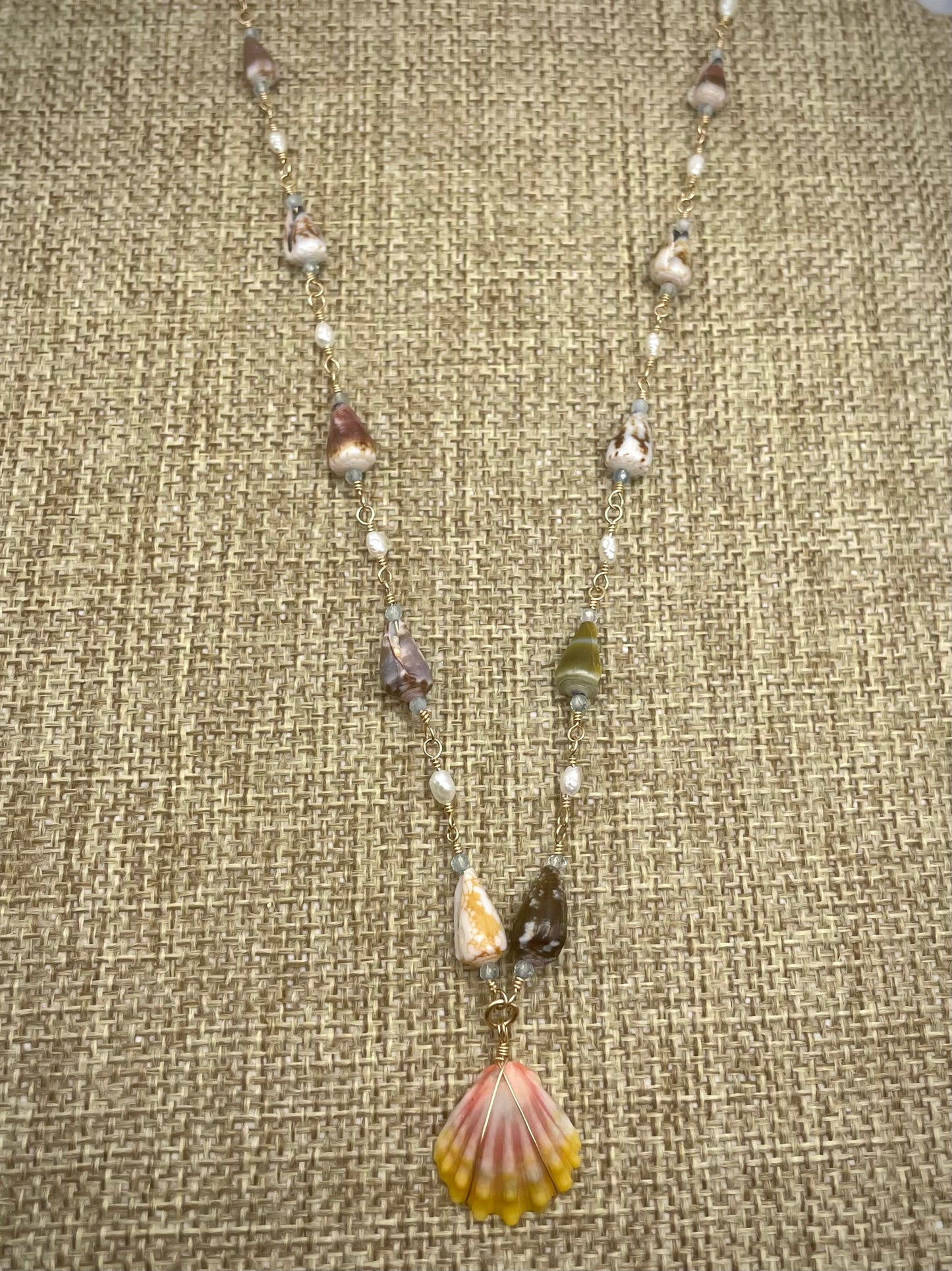 Mini Cone Shell Necklace w/ Sunrise Accent