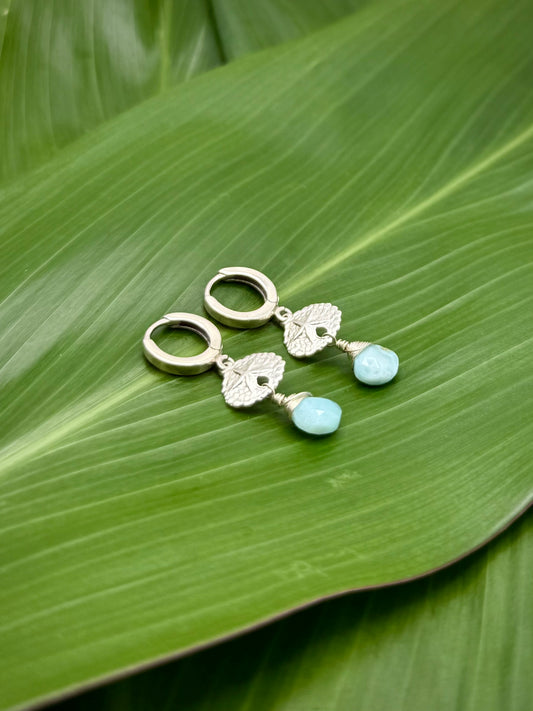 SS Sand Dollar Huggies w/ Larimar