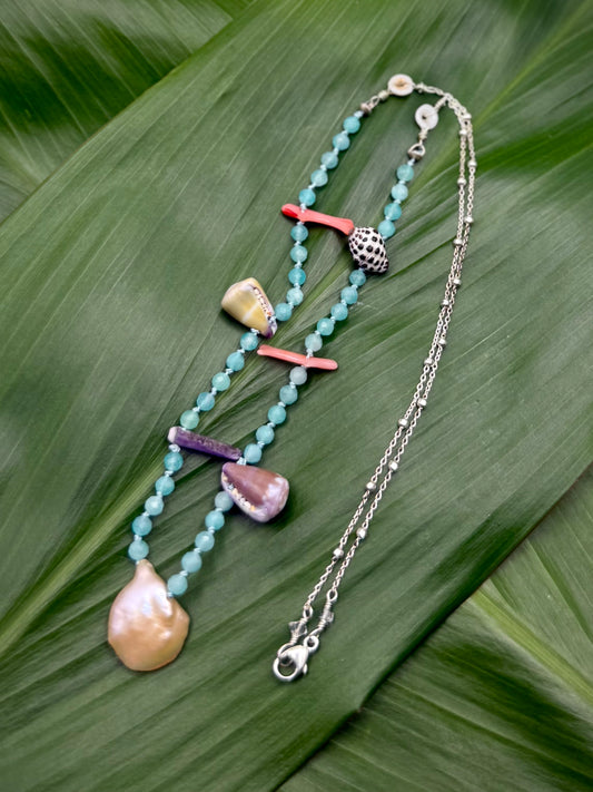 Amazonite Ocean Charm Necklace