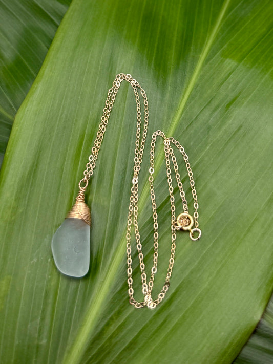 18" Blue Seaglass Necklace