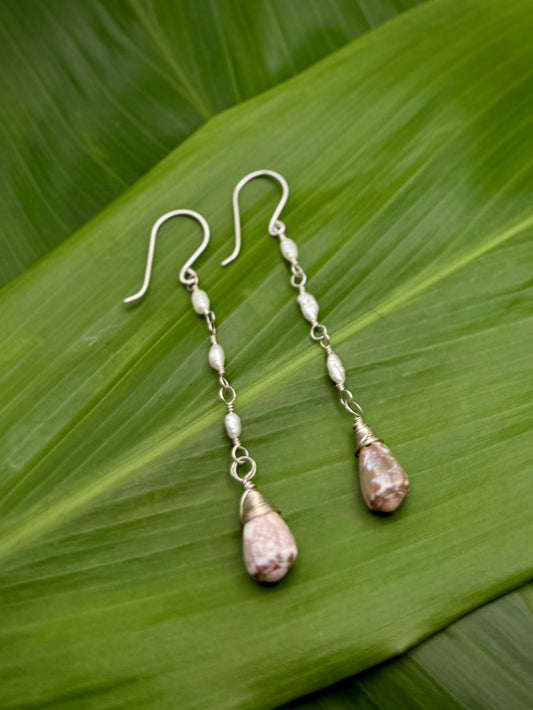 SS Wire Wrapped Cat Cone w/ Rice Pearl Accents