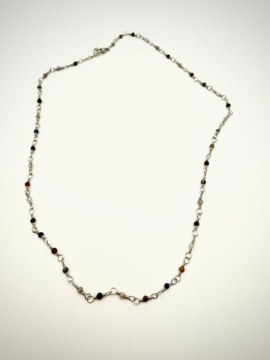 16" SS Handmade Mixed Gemstone Necklace