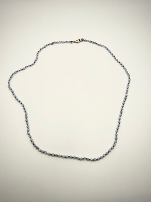 17" SS Gemstone Hand-Knotted Silk Cord Necklace