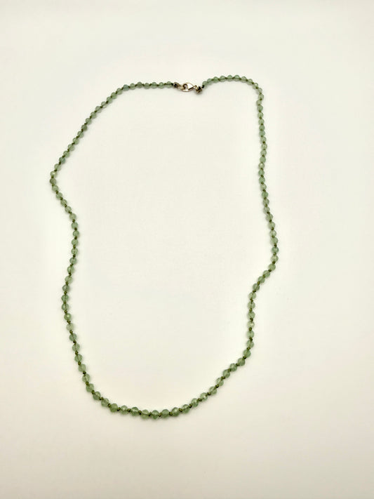 17" SS Peridot Hand-Knotted Silk Cord Necklace