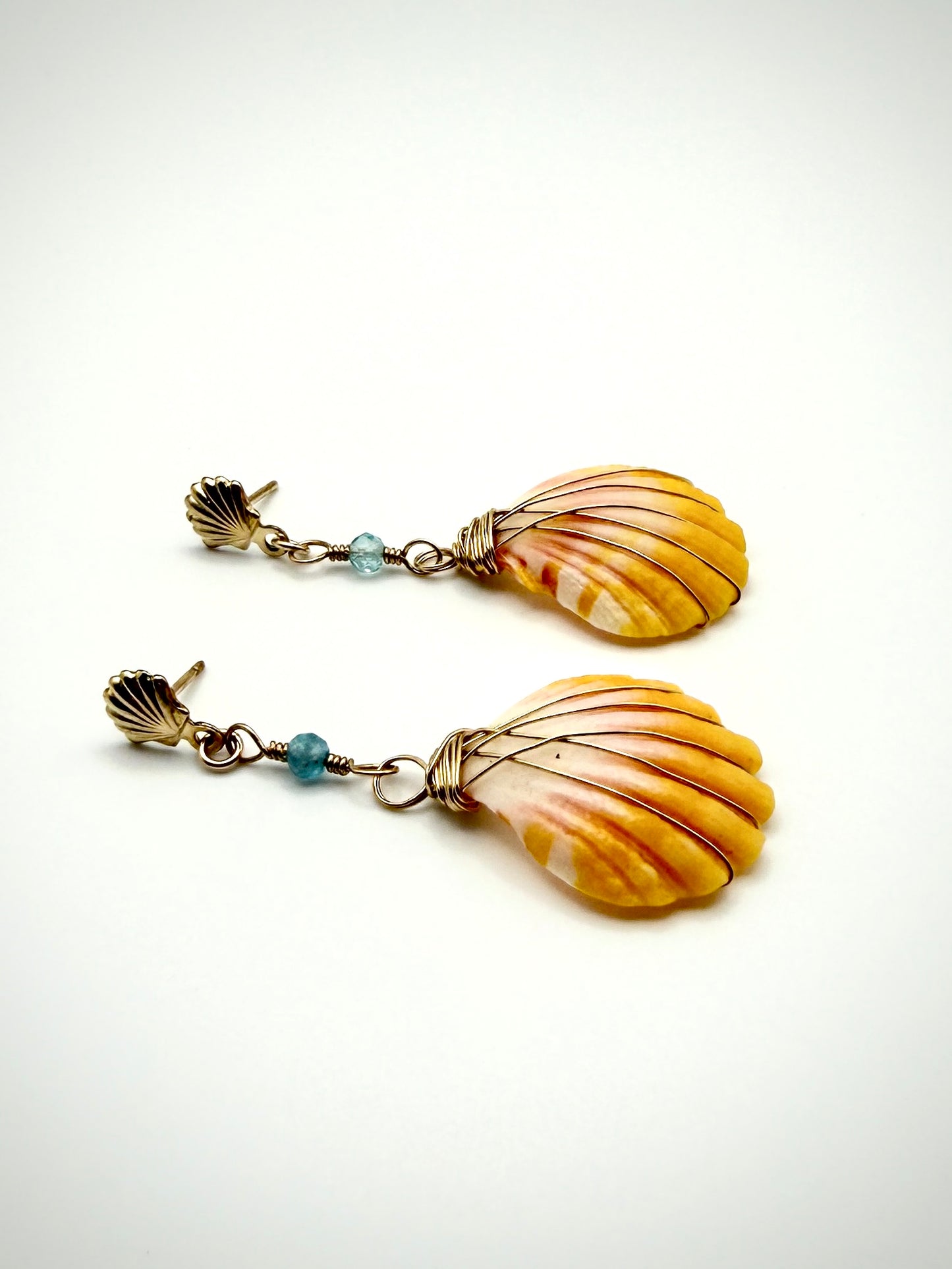 GF Sunrise Shell +Apatite Scallop Earrings
