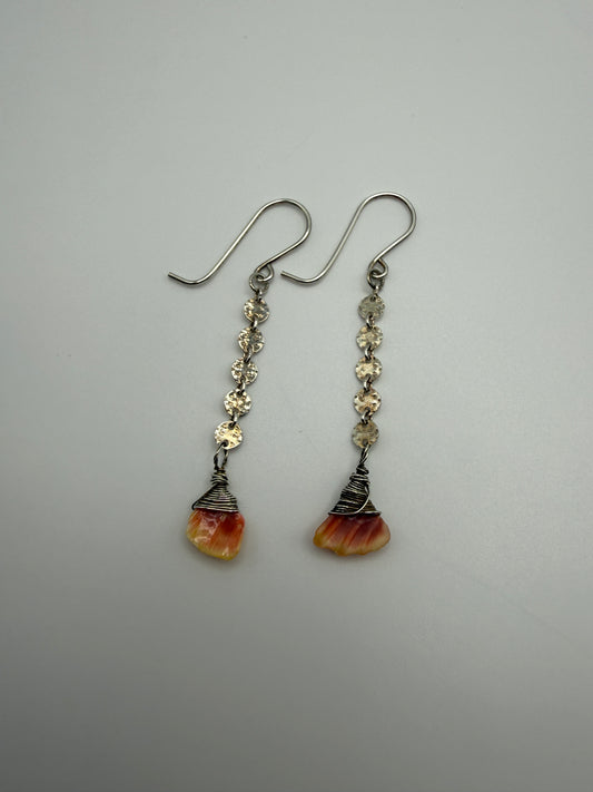 SS Disco Chain Sunrise Shell Chip Earrings