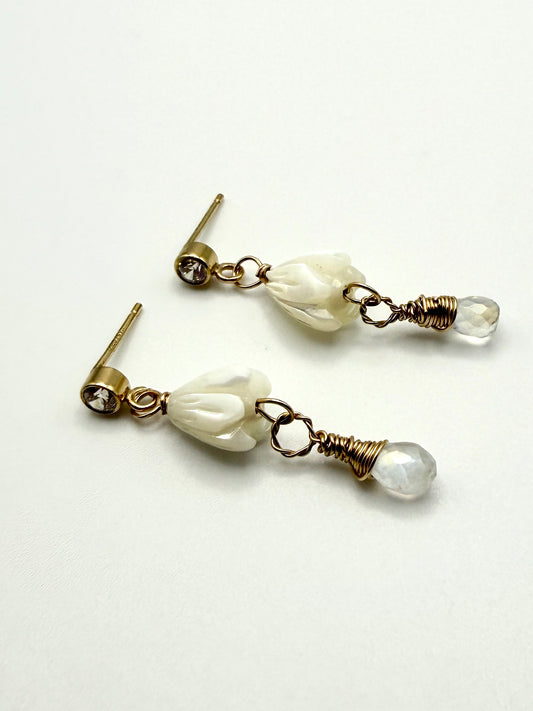 GF Cubic Zirconia Mother of Pearl Pikake Post Earrings
