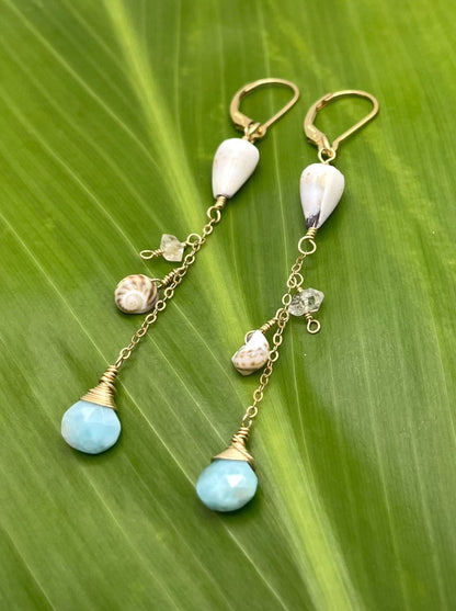 Simply Mia: Cone Shell Dangle w/ Larimar