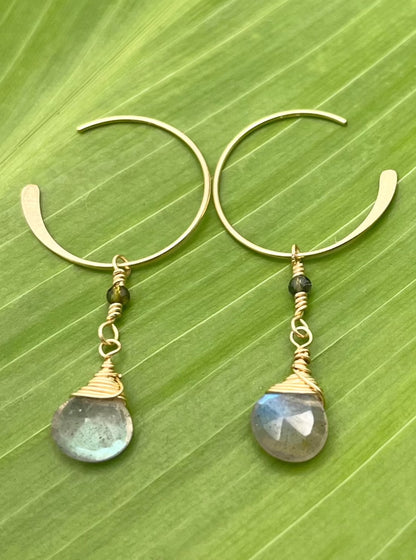 All That Glitters: Labradorite Open Hoops
