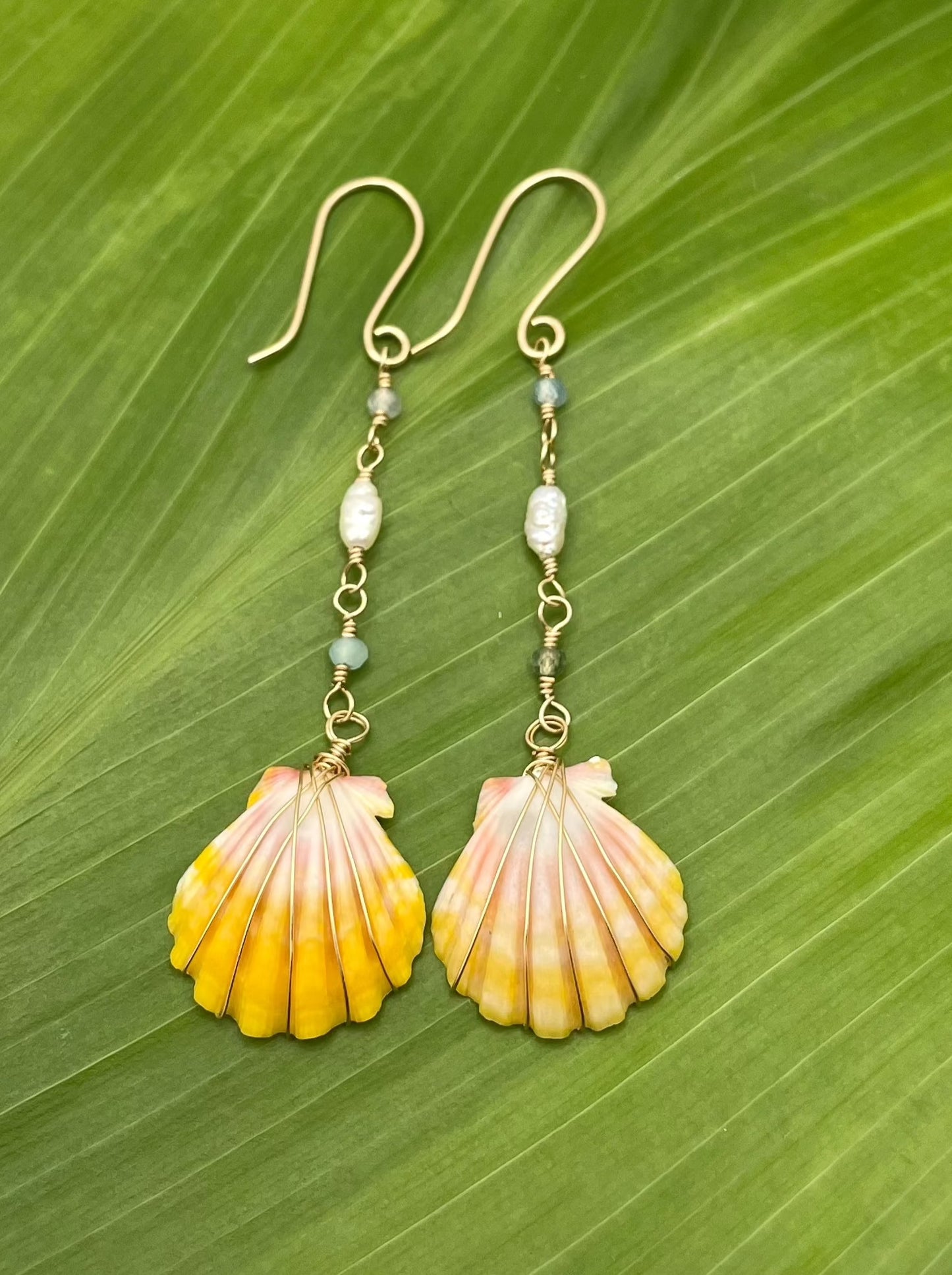 Sunrise Shell w/ Mixmatched Apatite and Pearls