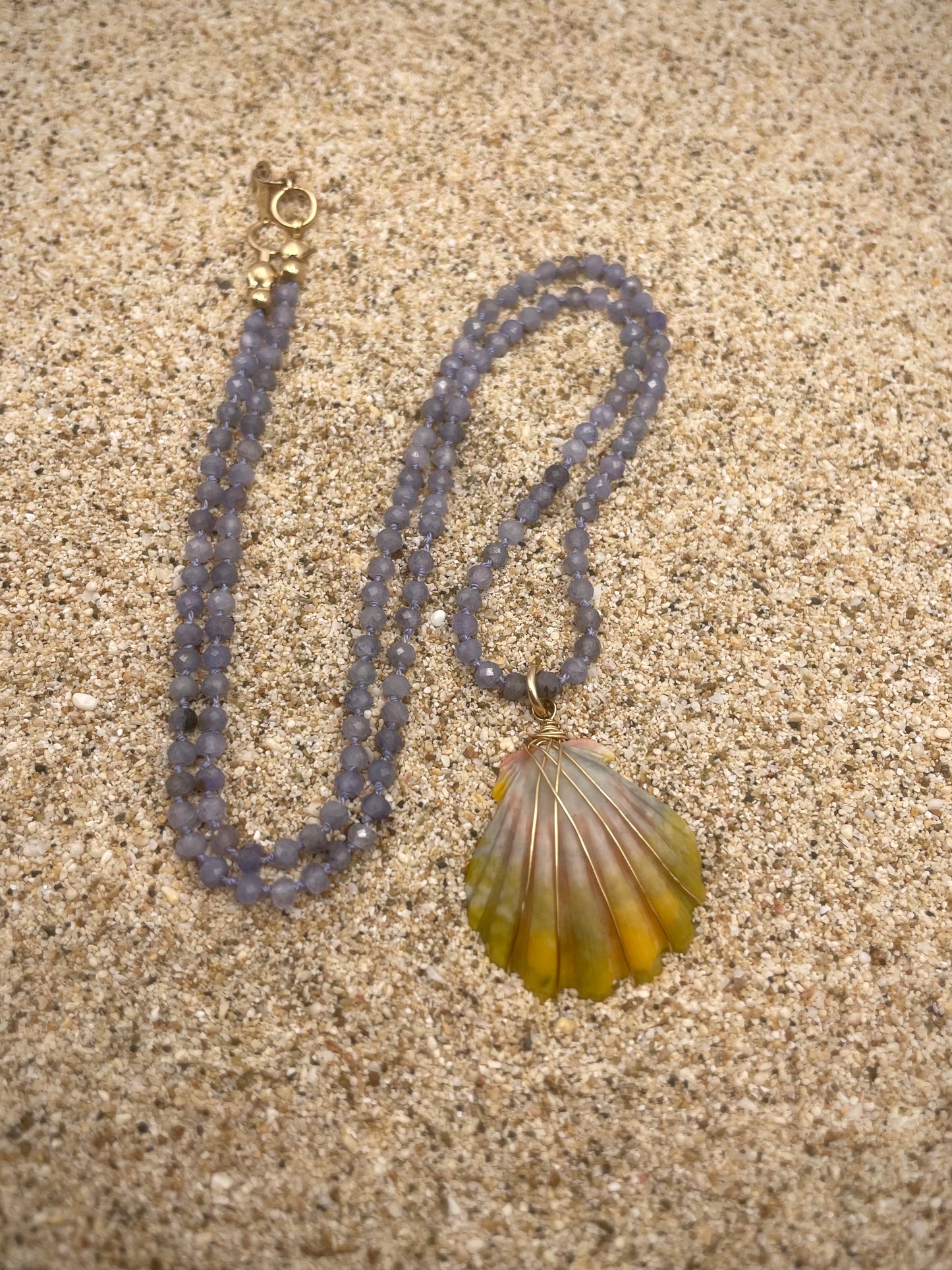 Sunrise Shell with Tanzanite Necklace