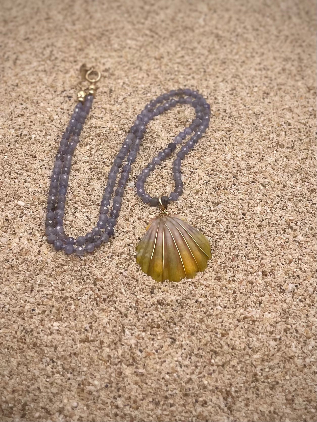 Sunrise Shell with Tanzanite Necklace